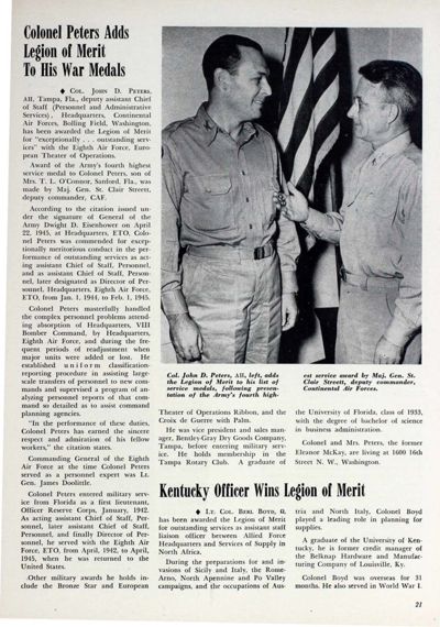 Colonel Peters Adds Legion Of Merit To His War Medals